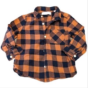 Zara orange plaid flannel classic shirt 2-3Y